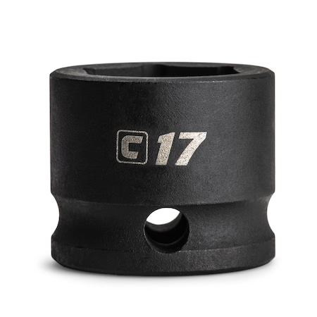 Capri Tools 17 mm Stubby Impact Socket, 3/8 in. Drive, 6 Point, Metric CP53437